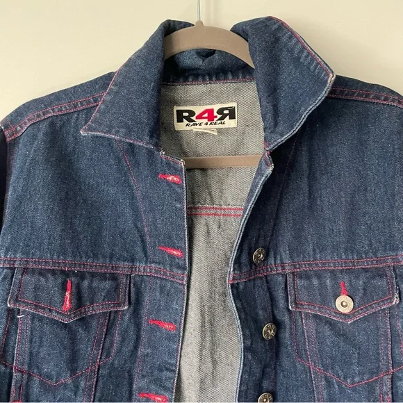 rave 4 real contrast stitch denim jacket - Picture 2 of 10